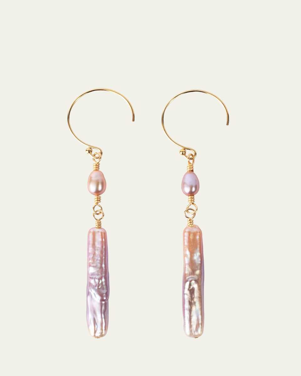 14k Gold Fill Pink Stick Pearl Earrings